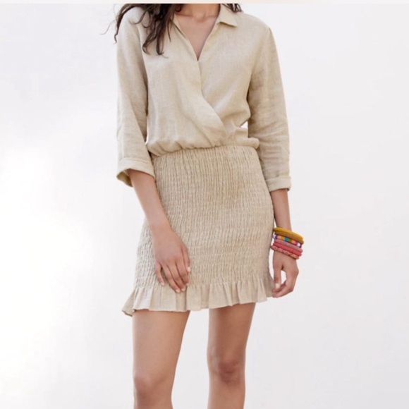Zara Dresses & Skirts - Zara Elegant Beige‎ Wrap Valery Dress